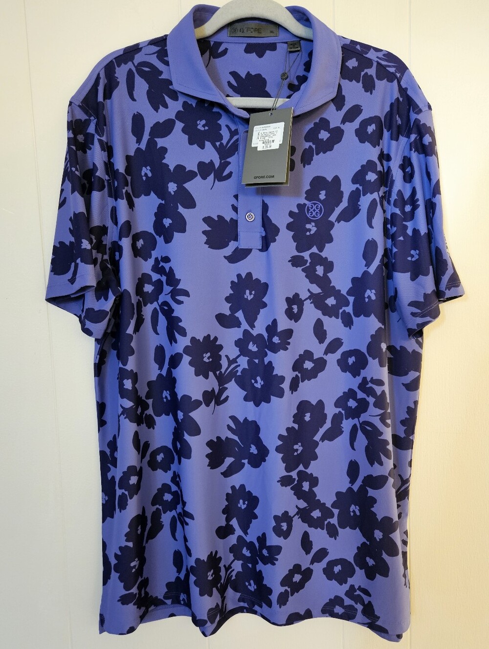 G/FORE Men's Purple Floral Performance Polo With Whistling Straights Embroidery